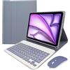 Bueuwe Custodia con Tastiera per iPad Air 6 11 Pollici 2024, iPad Air 5a/4a Generazione 2022/2020 10,9 Pollici - Custodia con Tastiera Rimovibile con portapenne, Mouse Bluertooth,Viola