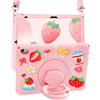 ACEMO Custodia per iPad A16 di 11a generazione per iPad di 10a generazione Custodia per bambini e ragazze con cavalletto rotante a 360° e tracolla graziosa custodia a fragola per iPad 11 11 2022