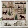 Laifzere - Tende da cucina rustiche con motivo baita nella foresta su sfondo marrone, tende piccole e corte, con tasca per asta, adatte per bagno, 2 pannelli (69,8 x 99 cm)