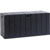 Toomax Baule Multibox Bravo 270L, finitura effetto legno antracite in plastica resistente 117,5x45x56h cm, montaggio semplice, baule portattrezzi ideale per interni ed esterni
