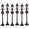 Lemax Christmas, set di 6 mini lampioni con lanterna a gas, 64499, funzionamento a batteria (4,5 V), Metallo