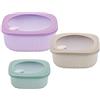 Pedrini Set 3 contenitori Ermetici con Coperchio per frigo microonde Freezer Lunchbox, quadrati