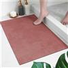 Hixingo Tappeto da Bagno Antiscivolo e Assorbente, in Diatomite, con Fondo in Gomma， Tappeto Cucina ad Asciugatura Rapida, Tappeti per Ingresso del Bagno e Doccia (80x120cm,Rosso)