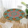 FANSU Tovaglia Rotonda Antimacchia Impermeabile con Bordo Elastico Adatto, Copertura Poliestere Moderna Lavabile Copritavolo per la Decorazione Della Casa Cucina (Stile etnico,150 cm)