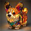 AHQCBWG Lampada Corgi, lampada a bassotto, bulldog francese, luce notturna da tavolo USB, in vetro colorato, lampada da tavolo a LED per comodino, soggiorno, camera da letto, amanti degli animali