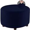 FANSU Copri Pouf Rotondo Elasticizzato, Velluto Poggiapiedi Lavabile Copri Ottomano Copertura per Sgabello Pouf Poggiapiedi Fodere per Sgabello per Soggiorno (Marina Militare,M)