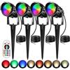 HBBursts Faretti RGB Da 6 W Con Cambio Colore, Luci LED Impermeabili Con Telecomando For Giardino, Luci Da Giardino Con Palo, Decorazioni Natalizie For Esterni E Interni(4pack)