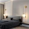 HMASNSEIY Luci Creative Plug in Applique da Parete Set di 2 - Globo in Vetro con Spina e Cavo, Lampada Mid Century per Camera da Letto e Soggiorno (Oro-du)
