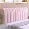Hearda Copertura per testiera letto, in velluto elastico, a righe, protezione antipolvere all-inclusive, morbida e confortevole, soffice copertura per abbellire la camera da letto (180 cm, rosa)