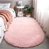 Treer Tappeto Ovale Salotto Moderno Pelo Corto Lavabile Morbido Tinta Unita Tappeti per Soggiorno Tappeti per Interni Morbidi Tappeti, per Divano Camera da Letto Home Decor (80x120cm,Rosa Chiaro)