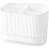 GLigeT Porta Mestoli da Cucina Portautensili in plastica, scolaposate, lavello, Cucchiaio, Bacchette, forchetta, scolapiatti, portaposate, Organizer con 3 Scomparti Porta Posate Cucina(Bianco)