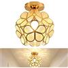 Chao Zan Lampadario a Sospensione Ferro Lampada da soffitto plafoniera Rosa Fiori Art Deco Vetro Paralume E27 Luce Pendente fiori di ciliegio luce di soffitto Sala da Pranzo Camera da Letto Soggiorno (Oro)