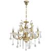 Vetrine in rete Vetrineinrete® Lampadario da soffitto a 5 bracci a sospensione con sfere cristalli pendenti lampada sospesa con catena retrò classico attacco e14(Oro) Z15