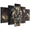 B&D XXL - Quadro 100x50 cm 5 Pezzi - Stampa su Tela Strutturata XXL Grande - Quadri Moderni Componibili Camera da Letto Matrimoniale - Stampe da Parete Arte - Animalee Tigre g-B-0024-b-n