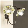 Illuminazione d'epoca Applique lampada da parete ad 2 luci in ferro con paralumi in ceramica ondulata decorata country rustica - h. 30 cm - Ambra