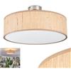 hofstein Lampada da soffitto HOFSTEIN Foggia, lampada in metallo/legno/tessuto/plastica nichel opaco/naturale/beige/bianco, boho rotonda (Ø 40 cm), E27, sala pranzo, soggiorno, camera letto, cucina, corridoio