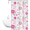 VR VETRINEINRETE Vetrineinrete® Tenda moderna per doccia vasca da bagno impermeabile pvc 12 ganci decorazione fiori rosa 200x240 cm