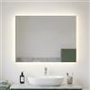 Kiamami Valentina - Specchio Arredo Bagno | Illuminazione LED Perimetrale | Stile Moderno | Telaio ABS Grigio | Reversibile | Specchio da Bagno Retroilluminato | 70x90 CM