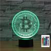 FLRXHK Bitcoin - Lampada da tavolo con illusione 3D, telecomando, 16 colori, luce notturna LED USB per bambini, decorazione stanza