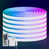 HEGEHE Striscia neon LED flessibili RGB impermeabili Dimmerabile 5V [1m] - Con controller a 44 tasti - Alimentazione a batteria,decorazioni per Natale feste compleanni matrimoni [Batterie non incluse]