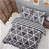 Vency Copripiumino Matrimoniale 200x200 3-Pezzi Grigio - OEKO-TEX 80% Cotone & 20% Poliestere, 1x Copripiumino con Cerniera + 2x federa con chiusura a busta 80x80 cm, Modello Stripe