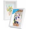 PHOTOLINI 3D cornici A4 21x30 cm bianco, cornice profonda con vetro e passe-partout, set di 2 cornici per oggetti fino a 3 cm di profondità, legno MDF - perfetta per il fai da te e come regalo