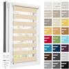 Estika Tenda a rullo giorno e notte senza forare, larghezza con incrementi di 1 cm - 37 x 120 cm - Beige - per interni, per finestre, tessuto a doppio strato, protezione solare
