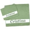 MAGIE DI CASA Asciugamani PERSONALIZZATI CON NOME, Set 2 Pezzi Spugna da Bagno Spugna, Viso + Ospite Cotone 100% Made in Italy (VERDE SALVIA, NOME)