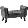 IlGruppone Divanetto in Velluto Panca Contenitore Pouf PortaOggetti Panca Sgabello A Pie di Letto Cassapanca Ingresso Legno Massello Panchina - Stone