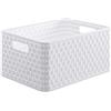 Rotho Country Scatola di Conservazione in Rattan-Look, Plastica (PP) senza BPA, Bianco, A4/18 L, 36.8 x 27.8 x 19.1 cm