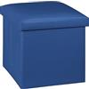IlGruppone Pouf Contenitore Quadrato Portaoggetti in Ecopelle Poggiapiedi Salotto Sgabello Pouff Camera Design con Coperchio MOD Liam - Blu