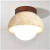TOKTOP Lampada da soffitto Vintage Creatività, Travertino Giallo Naturale Paralume Lampadario G9 Legno Lampada da soffitto Per Soggiorno Cucina Corridoio Camera Da Letto Luce Bianca