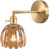TOKTOP Applique da parete interna con interruttore Paralume in vetro lampada da parete fiore lampada da parete lampada da parete per bagno, soggiorno, camera da letto, cucina, ambra