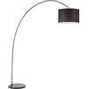 Perenz Lampada da terra ad arco modello 6304N Perenz Questa lampada da terra e realizzata con una montatura in metallo verniciato bianco e paralume in stoffa Nero