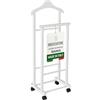 OWIJI Indossatore Appendiabiti Legno Faggio Bianco Rotelle Servo Muto Doppio Dimensioni 45 x 30 x 95 cm Appendiabiti Vestiti Camera Letto Cabina Armadio Grezzo
