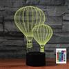 FLRXHK Lampada notturna a forma di mongolfiera con illusione 3D, lampada da tavolo con telecomando, 16 colori, luce notturna a LED ottica USB per bambini, decorazione per la stanza dei bambini