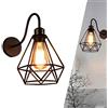 ChaoZan Applique vintage Lampada Retro Industriale Gabbia Lampada da Parete E27 Illuminazione a Soffitto Ferro per Camera da Letto Cucina Soggiorno Bar Ristorante Corridoio Soffitta Metallo Nero