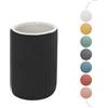 Inbagno Portaspazzolini bagno da appoggio nero cannettato in ceramica soft touch, bicchiere multiuso o porta penne, SPRING