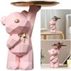 Starnearby Statua Orso Geometrico con Vassoio, Svuotatasche da Ingresso Design, Vassoio Portachiavi Ingresso, Ciotola per Chiavi, Statuetta con Vassoi Figurina Orso