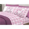 PELLECCHIA 1969| Set Lenzuola Letto Matrimoniale Fantasia Orsetto Tartan 100% Cotone Made in Italy Lenzuolo sopra + sotto con Angoli + Federa/e con Stampa su due i Lati (Orsetti Primavera Rosa)