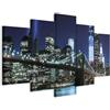 B&D XXL - Quadro NY New York 200x100 cm 5 Pezzi Stampa su tela XXL Immagini Moderni Murale Fotografia Grafica Decorazione da parete Quadri Componibili Citta City Architettura 030211-36