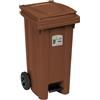 Stefanplast 6434 Bidone Immondizia con Ruote con Pedale, Plastica, Marrone, 48 x 55 x 94 cm