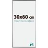 yd. Your Decoration - Cornice 30x60 cm - Argento Lucente - Decorativa Parete in Plastica con Vetro in acryl - Antiriflesso - 30x60 Cornice - Evry