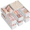 SONGMICS Organizer Armadio Cassettiera, Divisore per Cassetti, Set di 12, Scatole di Stoccaggio Pieghevoli in TNT, per Calze, Biancherie, Reggiseni, Cravatte, Sciarpe, Bianco Nuvola RDZ006W02