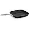 Barazzoni Grill Bistecchiera, 28x28 cm, Rivestimento 5 strati Titan Pro, Alluminio antiaderente, Made in Italy, Induzione+Gas, Linea Black Titan Pro