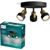Philips Conduit Spot, 3 faretti, base rotonda, 35W, attacco GU10, lampadina non inclusa, Grado di Protezione IP20, Nero