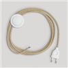 creative cables Creative-Cables Cablaggio per piantana con cavo in juta da 3 m - (Cavo 2x0,75 mm² beige RN06, spina EU e interruttore bianchi) - Conforme a standard di sicurezza