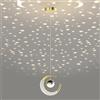 NHPJFDC Lampada a sospensione a forma di mezzaluna per la stanza dei bambini, dimmerabile, moderna, a LED, con proiettore di stelle, lampadari nordici in oro nero, per camera da letto, bagno, cucina, isola