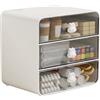 Cyrank Organizer Per Trucchi con 3 Cassetti, Organizer Per Trucchi/scrivania, Organizer Per Cosmetici a 3 Cassetti, Scatola Porta Trucchi, Scaffale da Tavolo, Per Dormitorio degli Studenti, Casa(beige L)