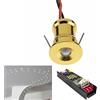 Planetitaly KIT 9pcs Mini faretto IP65 LED 1W resa 12W incasso punto luce box doccia cielo stellato segnapassi luci gradini con alimentatore (Oro, 6400K)